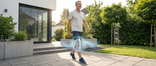 A happy user experiencing mobility freedom with the best knee brace for bone-on-bone arthritis relief by Wellivu.